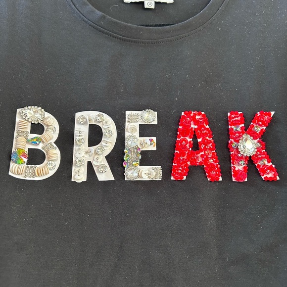 NWOT Rare Silvian Heath “Break” “Leave” Fully Embellished sweatshirt. Designer. - Picture 3 of 16
